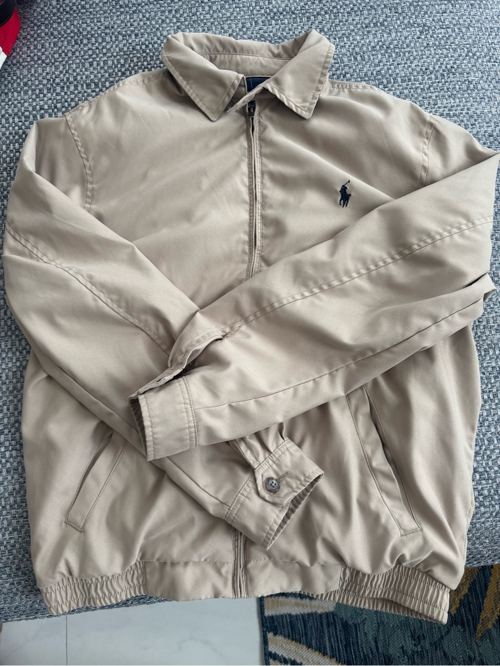 Ralph Lauren Khaki Bomber Jacket with Navy Polo Emblem